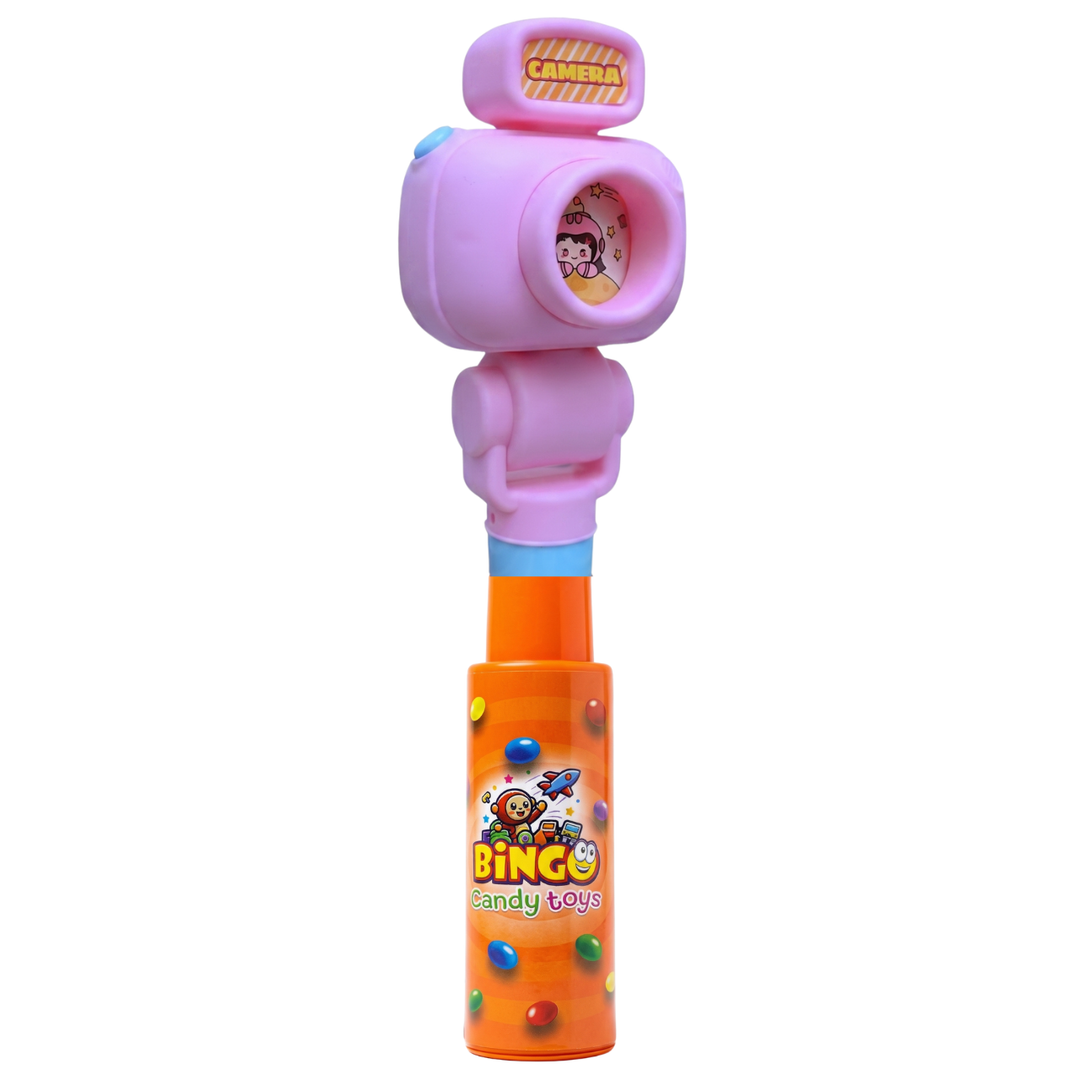 Spinning Camera Candy Toy Gift for Kids with Choco Beans Tube By Bingo Fun Series