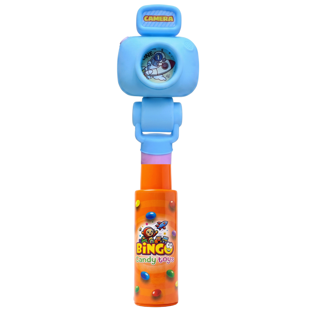 Spinning Camera Candy Toy Gift for Kids with Choco Beans Tube By Bingo Fun Series