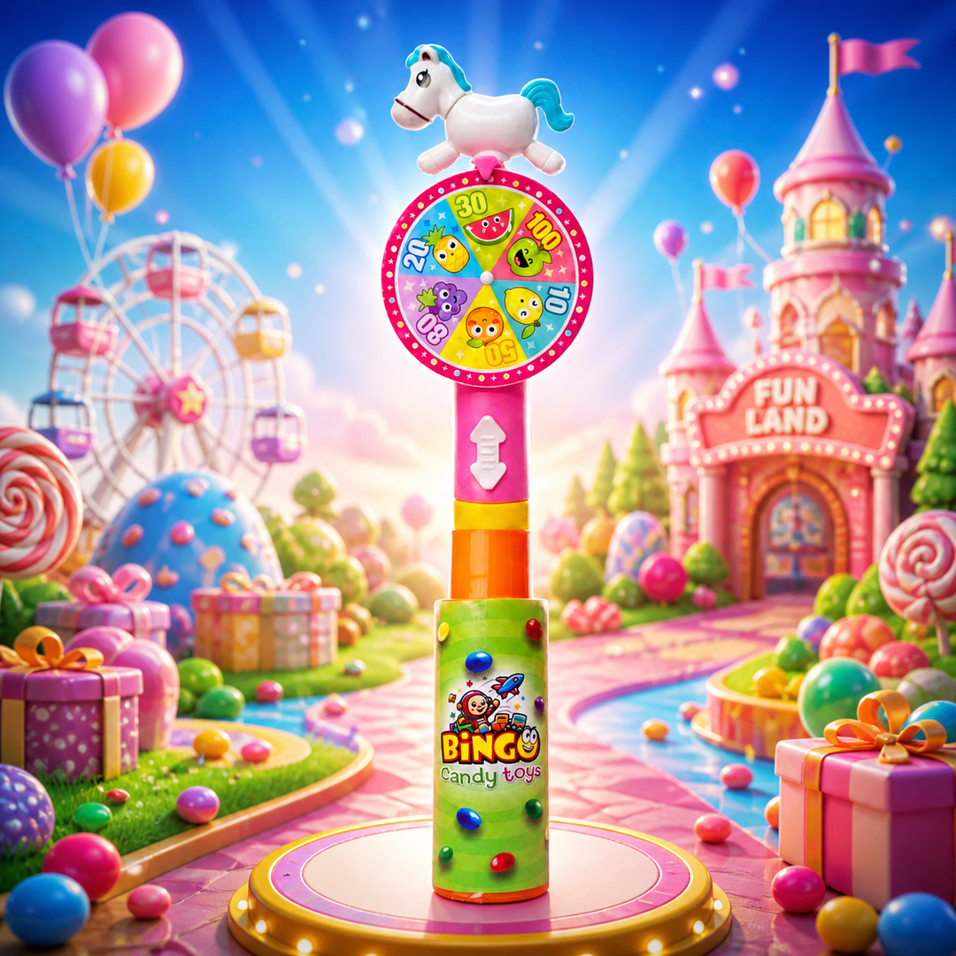 Bingo Super Series Unicorn Spin Wheel Toy with Choco Beans Tube