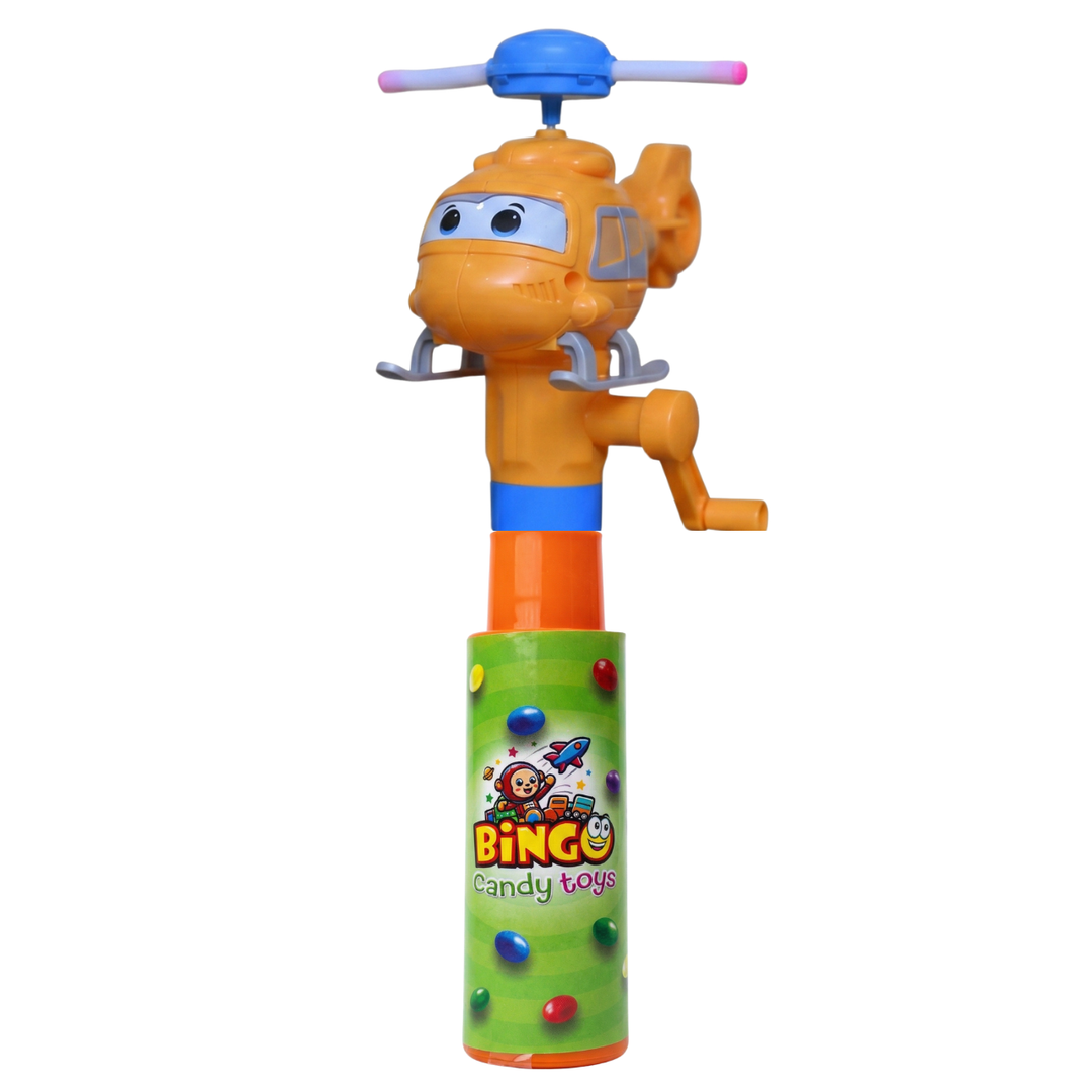 Cartoon Helicopter Toy with Choco Beans Tube