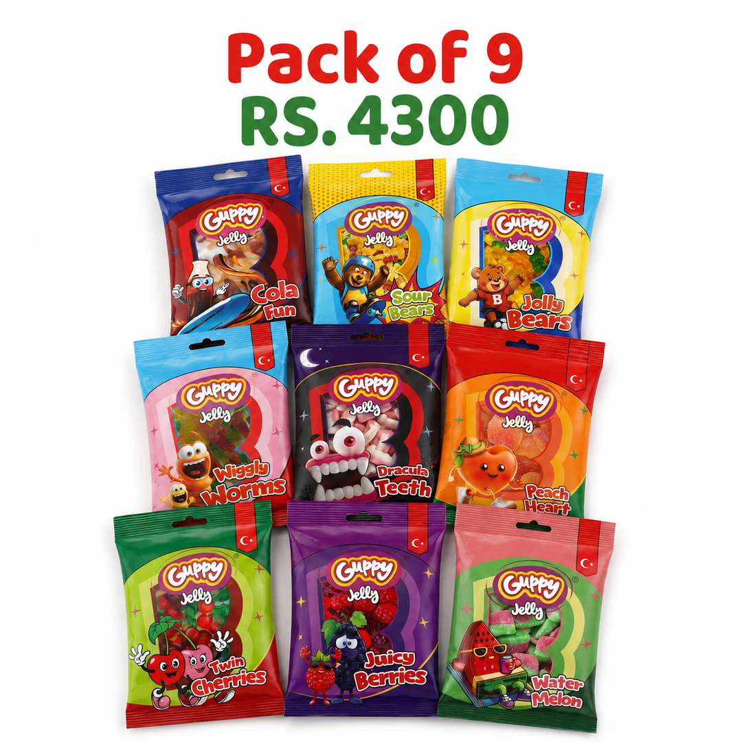 Guppy Jelly Variety Pack of 9 | Mixed Fruity Family Pack